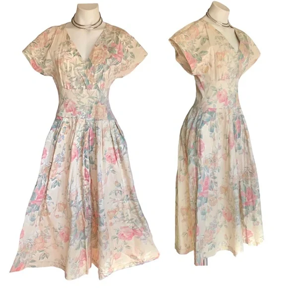 v i n t a g e :: Pastel Floral Romantic Cottagecore ILGWU Dress - Picture 11 of 14